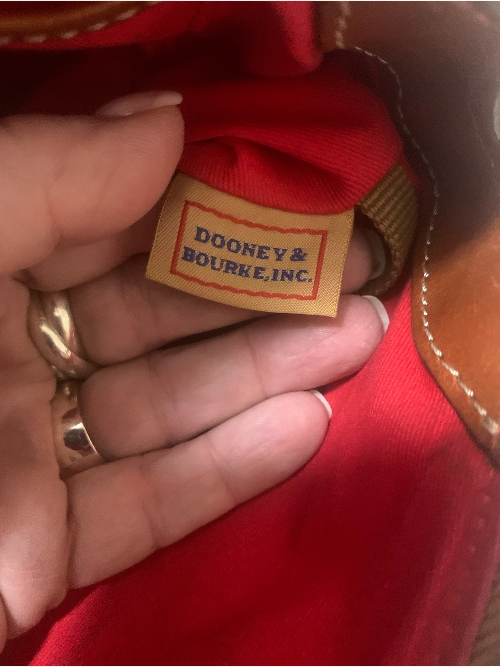 Dooney & Bourke Blue Textured Satchel with Brown Leather Trim - Picture 9 of 10